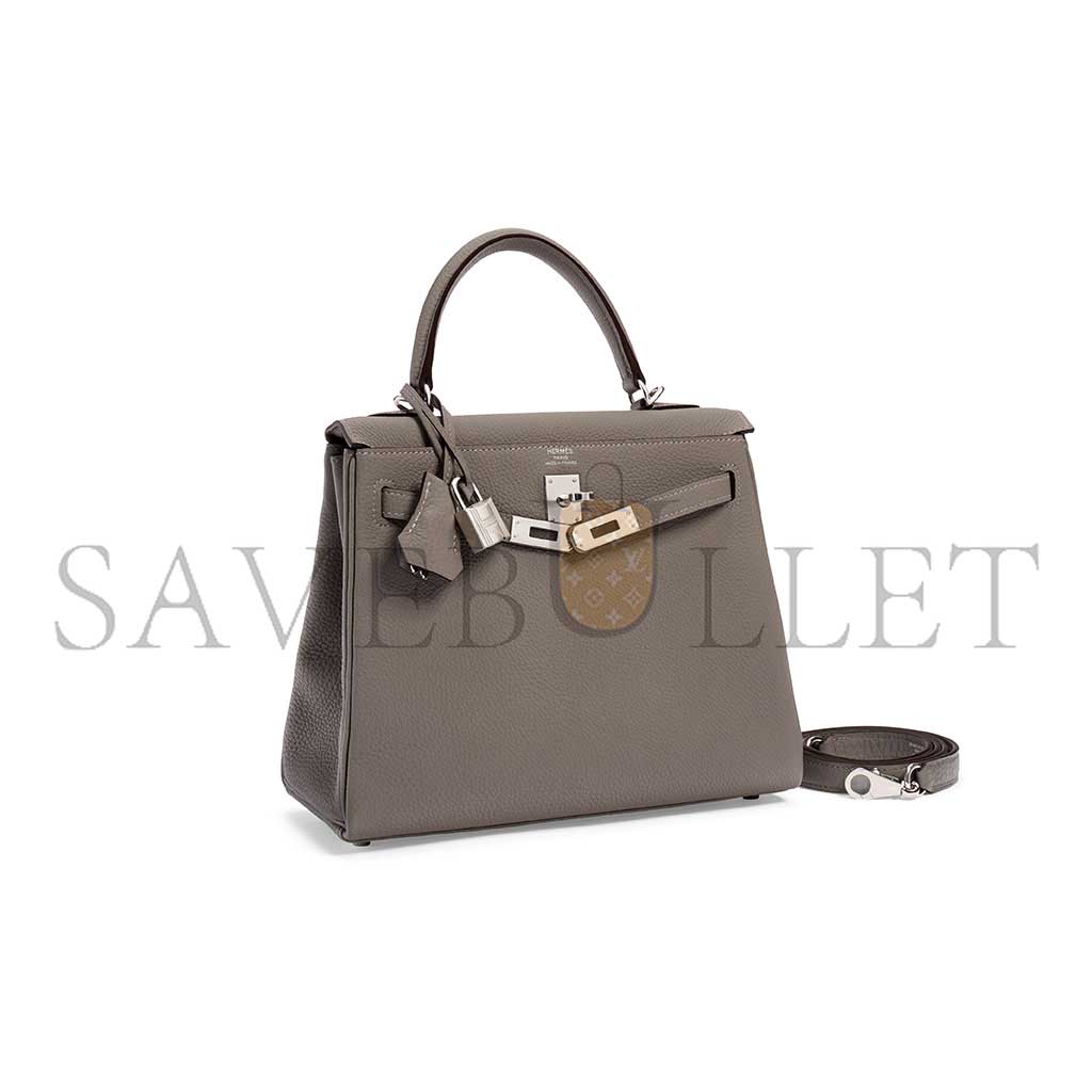 H**mes togo leather retournÉ kelly 25 with palladium hardware (25*17*7cm)